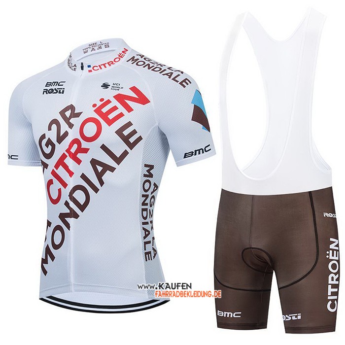 Ag2r La MondiALE Kurzarmtrikot 2021 und Kurze Tragerhose Braun Gelb